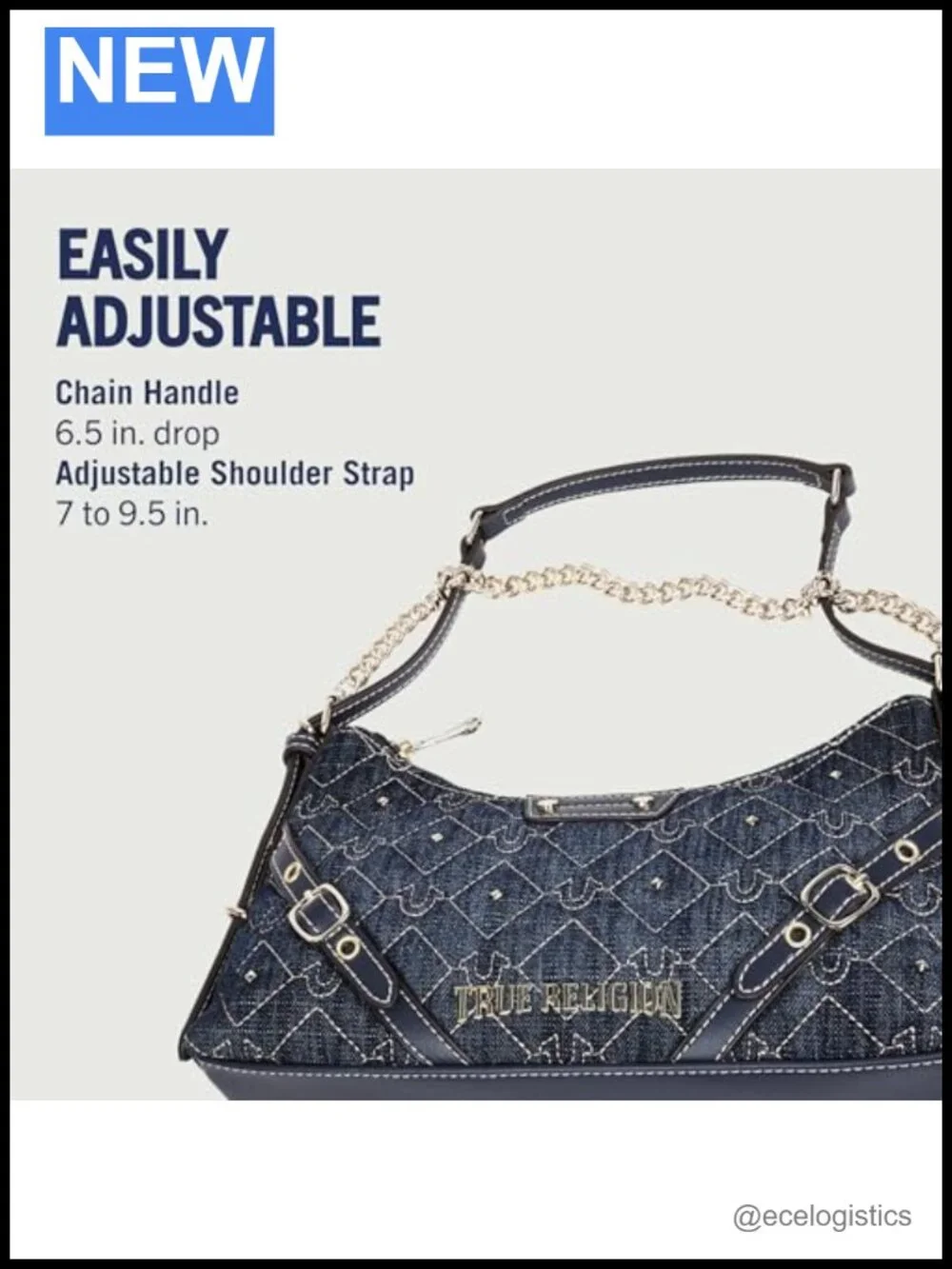 Studded Quilted Shoulder Bag with Adjustable Strap & Chain Handle